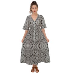 Black And White Pattern 1 Kimono Sleeve Boho Dress by 2607694