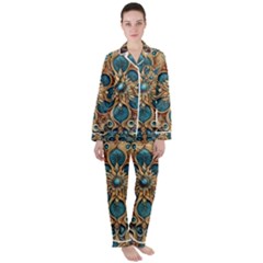 Pattern 1 Women s Long Sleeve Satin Pajamas Set	 by 2607694