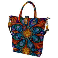 Pattern 2 Buckle Top Tote Bag