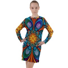 Pattern 2 Long Sleeve Hoodie Dress