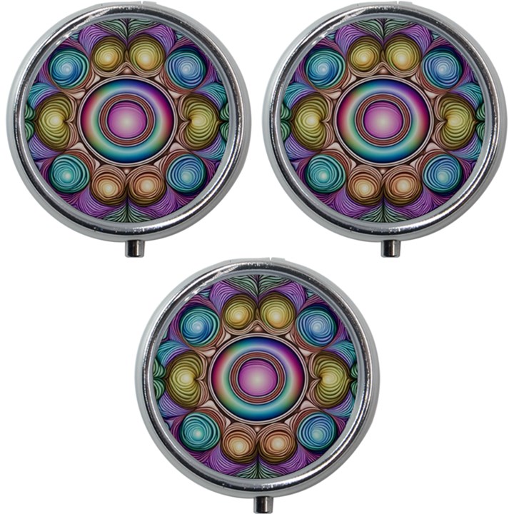 Pattern 3 Mini Round Pill Box (Pack of 3)