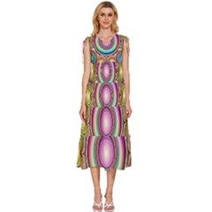 Pattern 3 V-neck Drawstring Shoulder Sleeveless Maxi Dress by 2607694