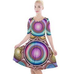 Pattern 3 Quarter Sleeve A-line Dress With Pockets