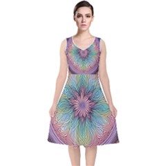 Pattern 4a Pattern 4 V-neck Midi Sleeveless Dress  by 2607694