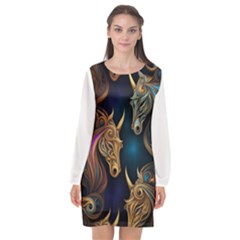 Pattern 5 Long Sleeve Chiffon Shift Dress 