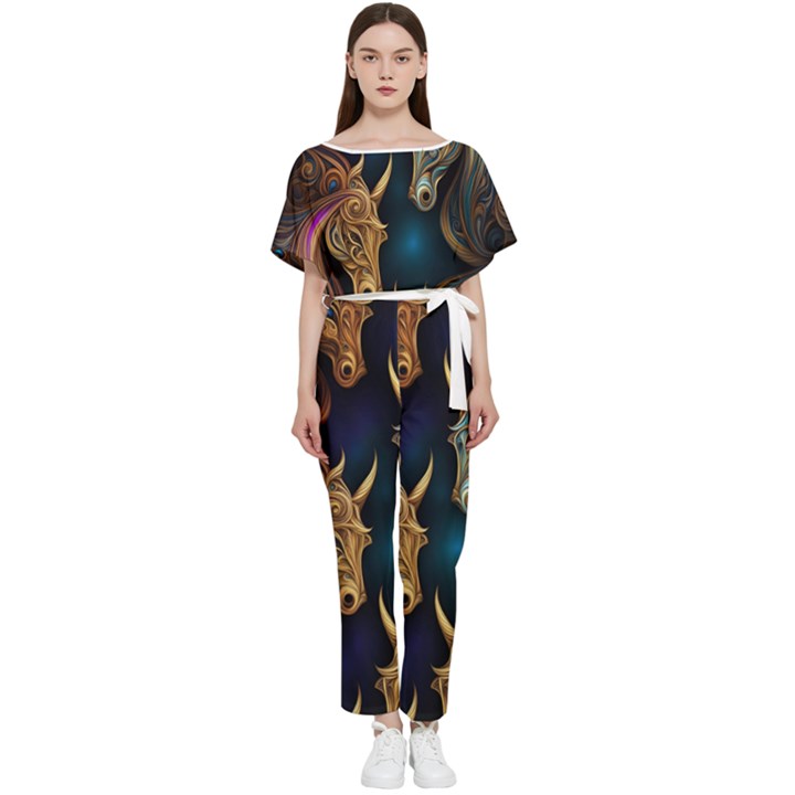 pattern 5 Batwing Lightweight Chiffon Jumpsuit