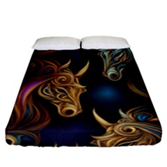 Pattern With Horses Fitted Sheet (queen Size)