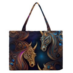 Pattern With Horses Zipper Medium Tote Bag by 2607694a