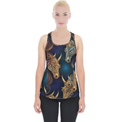 Pattern With Horses Piece Up Tank Top