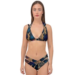 Pattern With Horses Double Strap Halter Bikini Set