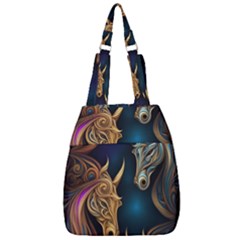 Pattern With Horses Center Zip Backpack by 2607694a