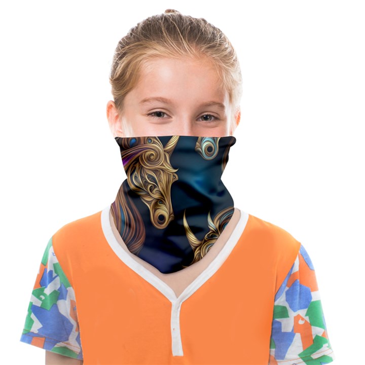 pattern with horses Face Covering Bandana (Kids)