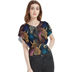 Pattern With Horses Butterfly Chiffon Blouse