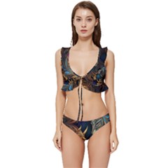 Pattern With Horses Low Cut Ruffle Edge Bikini Set by 2607694a