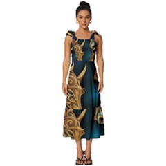 Pattern With Horses Tie-strap Tiered Midi Chiffon Dress