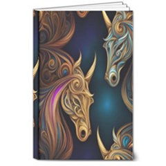 Pattern With Horses 8  X 10  Hardcover Notebook by 2607694a