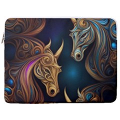 Pattern With Horses 17  Vertical Laptop Sleeve Case With Pocket