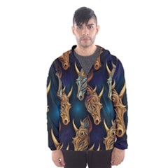 Pattern With Horses Men s Hooded Windbreaker