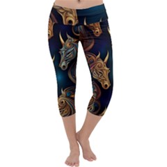 Pattern With Horses Capri Yoga Leggings