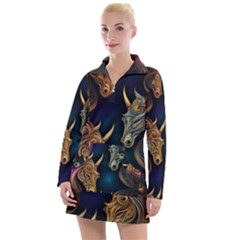 Pattern With Horses Women s Long Sleeve Casual Dress by 2607694a