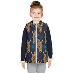 Pattern With Horses Kids  Hooded Puffer Vest