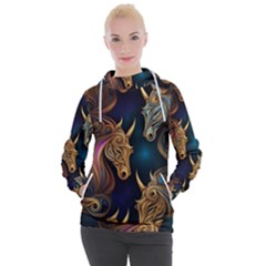 Pattern With Horses Women s Hooded Pullover