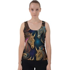 Pattern With Horses Velvet Tank Top