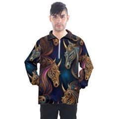 Pattern With Horses Men s Half Zip Pullover