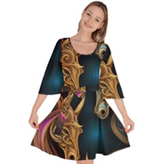 Pattern With Horses Velour Kimono Dress by 2607694a