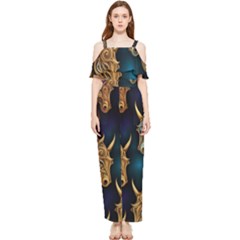 Pattern With Horses Draped Sleeveless Chiffon Jumpsuit