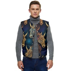 Pattern With Horses Men s Button Up Puffer Vest	