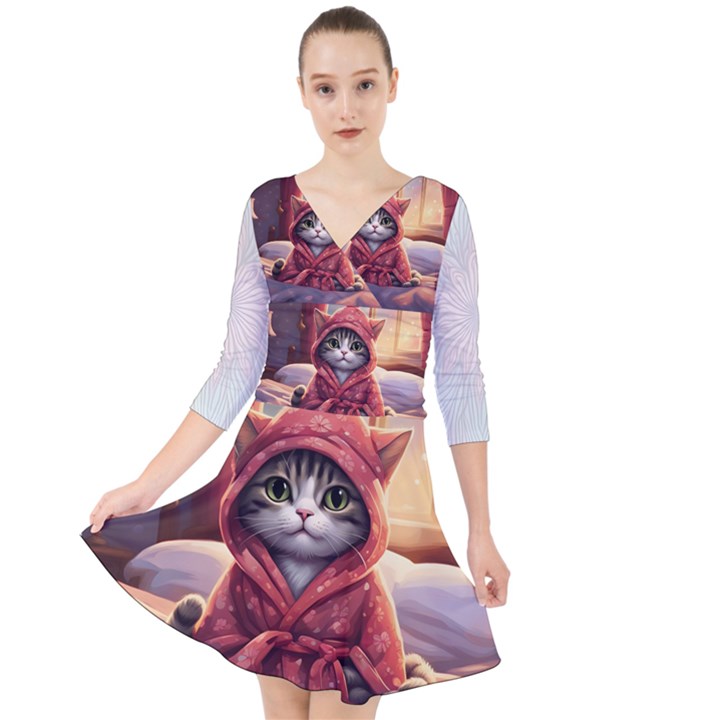 Cat 2 Quarter Sleeve Front Wrap Dress