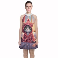 Cat 2 Velvet Halter Neckline Dress 