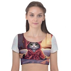 Cat 2 Velvet Short Sleeve Crop Top  by 2607694a