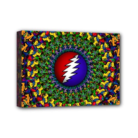 Grateful Dead Bear Pattern Mini Canvas 7  X 5  (stretched)