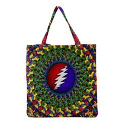 Grateful Dead Bear Pattern Grocery Tote Bag