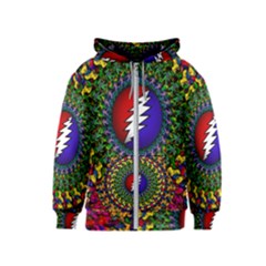 Grateful Dead Bear Pattern Kids  Zipper Hoodie by Maspions