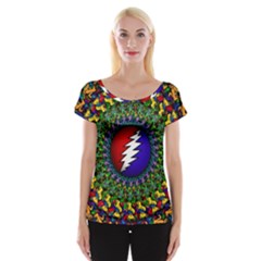 Grateful Dead Bear Pattern Cap Sleeve Top