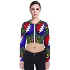 Grateful Dead Bear Pattern Long Sleeve Zip Up Bomber Jacket