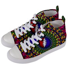 Grateful Dead Bear Pattern Women s Mid-top Canvas Sneakers