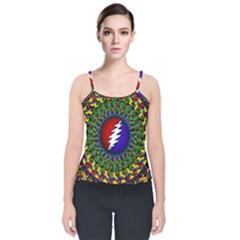 Grateful Dead Bear Pattern Velvet Spaghetti Strap Top