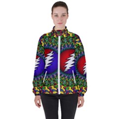 Grateful Dead Bear Pattern Women s High Neck Windbreaker