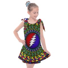 Grateful Dead Bear Pattern Kids  Tie Up Tunic Dress by Maspions