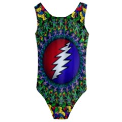 Grateful Dead Bear Pattern Kids  Cut-out Back One Piece Swimsuit