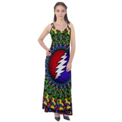 Grateful Dead Bear Pattern Sleeveless Velour Maxi Dress