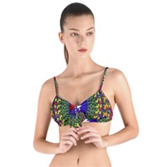 Grateful Dead Bear Pattern Tie Up Cut Bikini Top