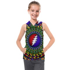 Grateful Dead Bear Pattern Kids  Sleeveless Hoodie