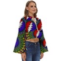 Grateful Dead Bear Pattern Boho Long Bell Sleeve Top View3