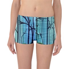 Nature Outdoors Night Trees Scene Forest Woods Light Moonlight Wilderness Stars Reversible Boyleg Bikini Bottoms by Grandong