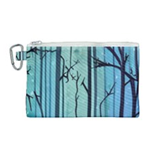 Nature Outdoors Night Trees Scene Forest Woods Light Moonlight Wilderness Stars Canvas Cosmetic Bag (medium) by Grandong